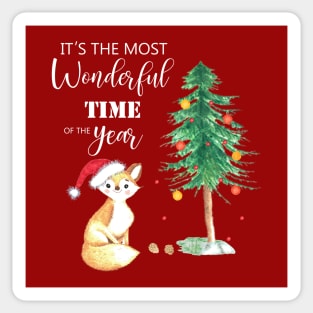 It's the most wonderful time of the year christmas fox and tree Sticker